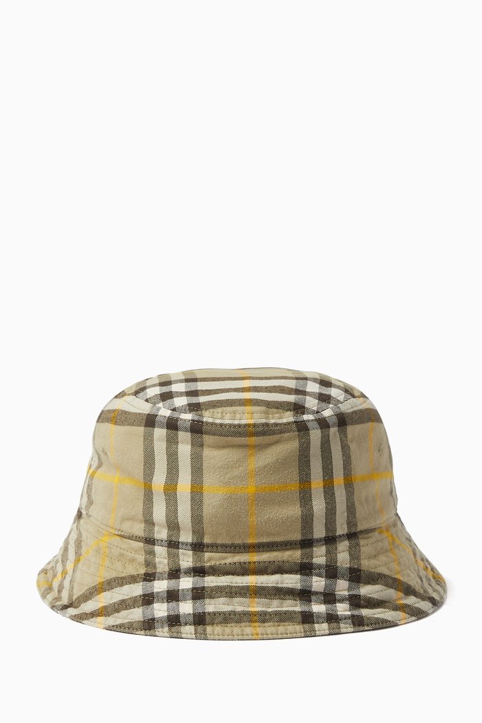 

Check Bucket Hat in Cotton, Neutral