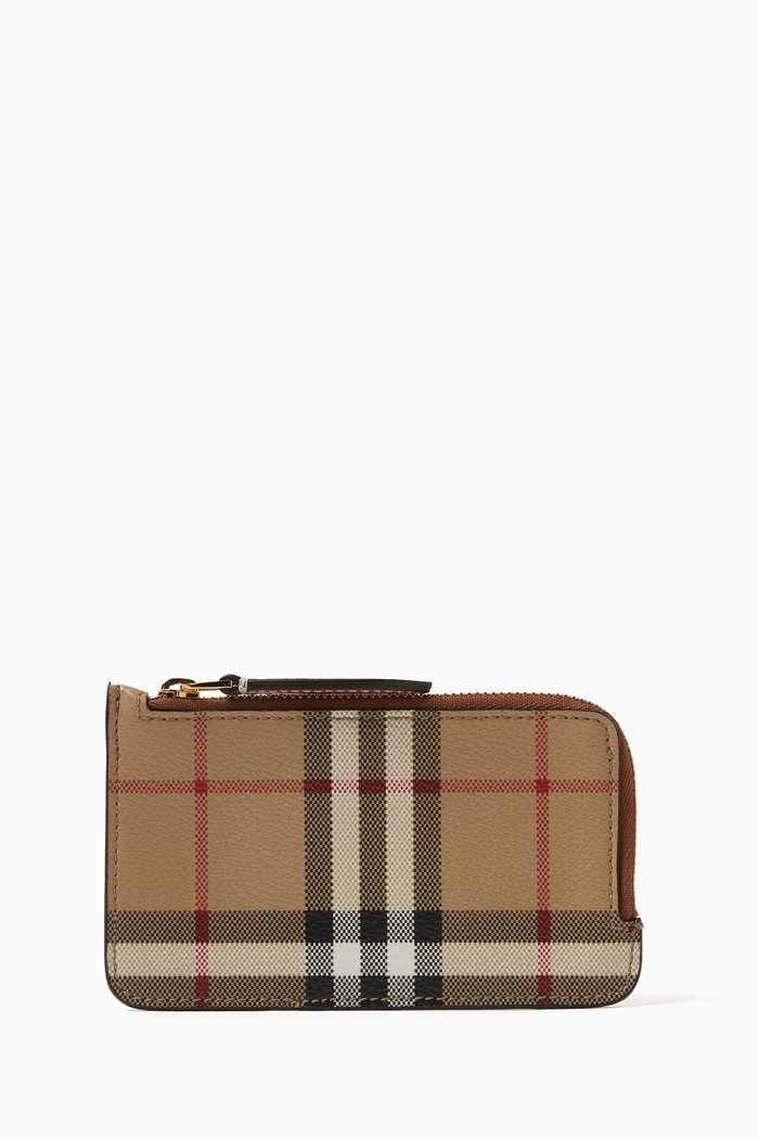 

Somerset Card Holder in Checked Canvas, Neutral