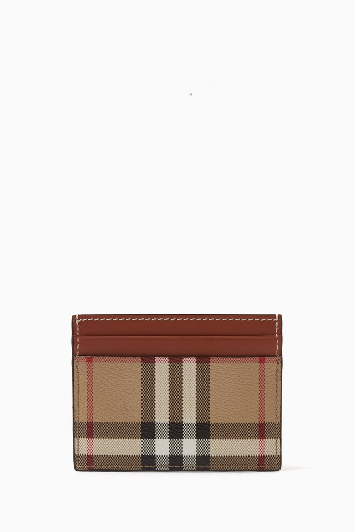

Sandon Card Holder in Checked Canvas, Neutral