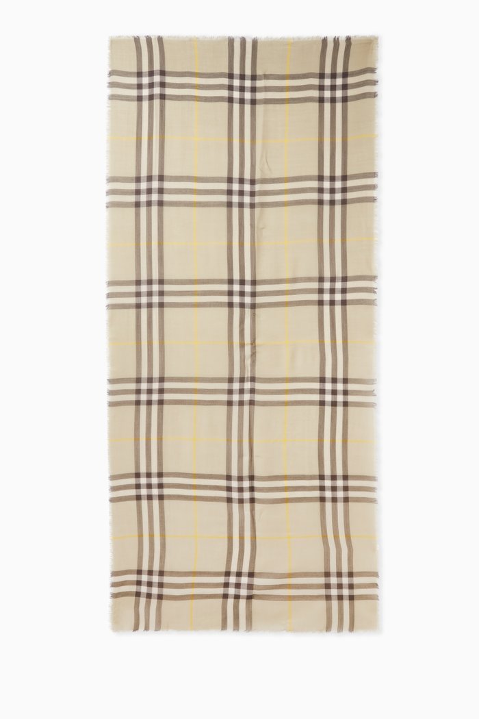 

Check Scarf in Wool, Neutral