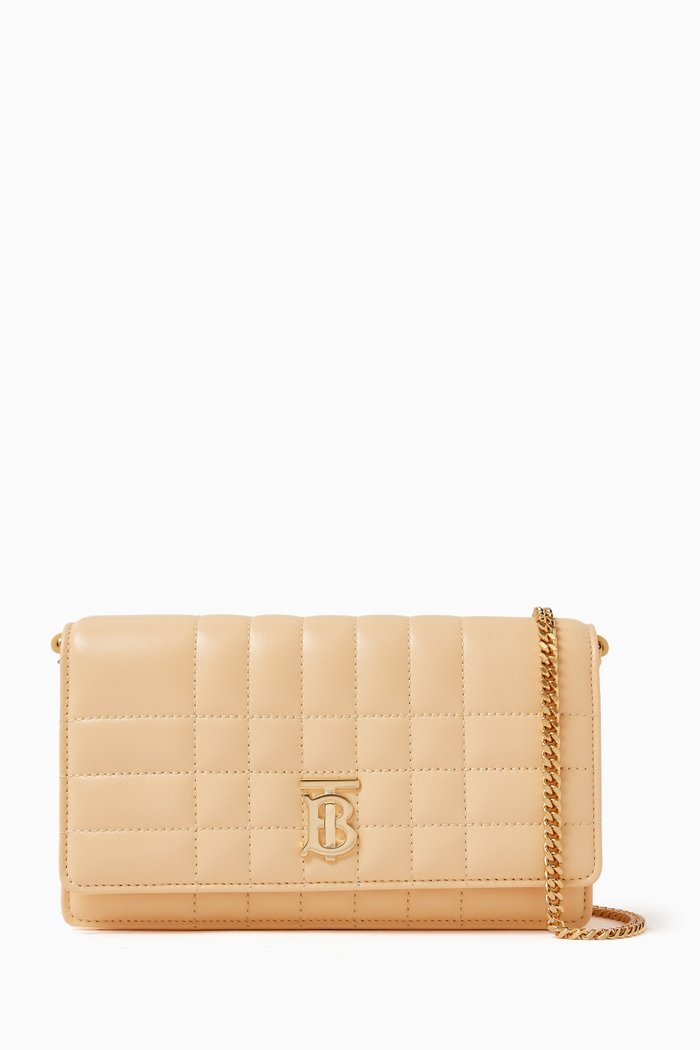 

Lola Clutch Bag in Quilted Leather, Neutral