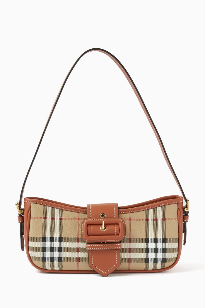 

Vintage Sling Bag in Check Canvas, Neutral
