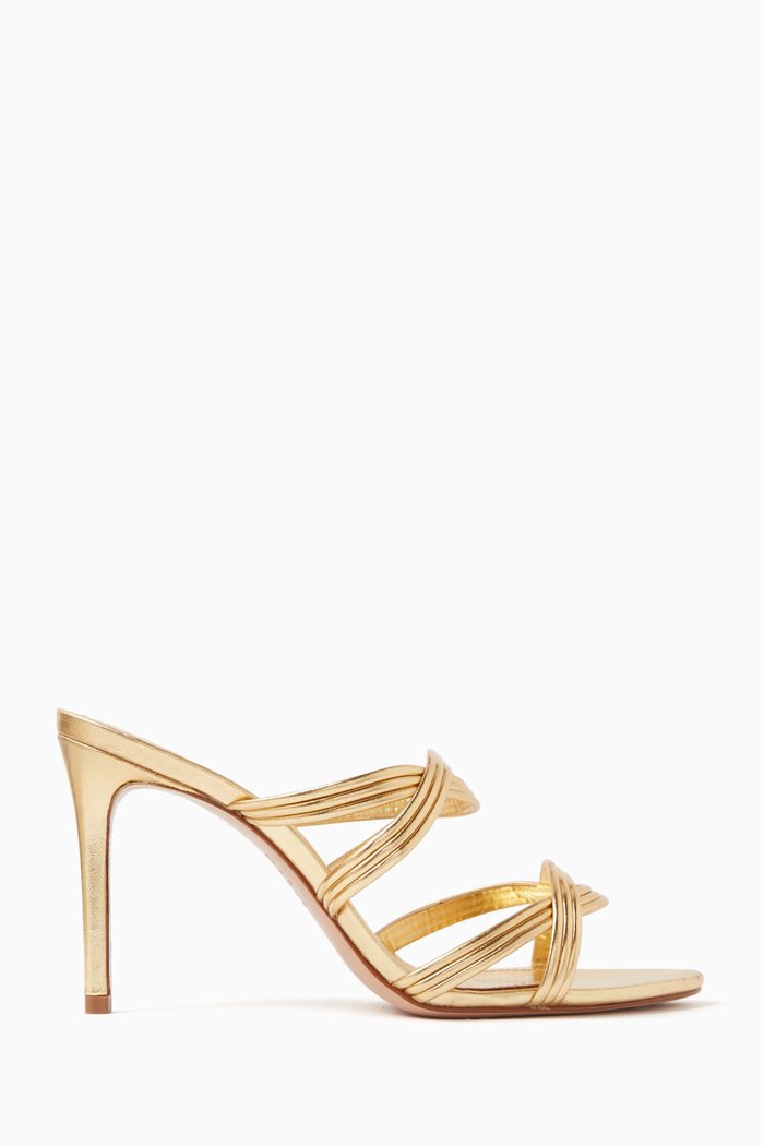 

Brynn 100 Mules in Metallic Leather, Gold