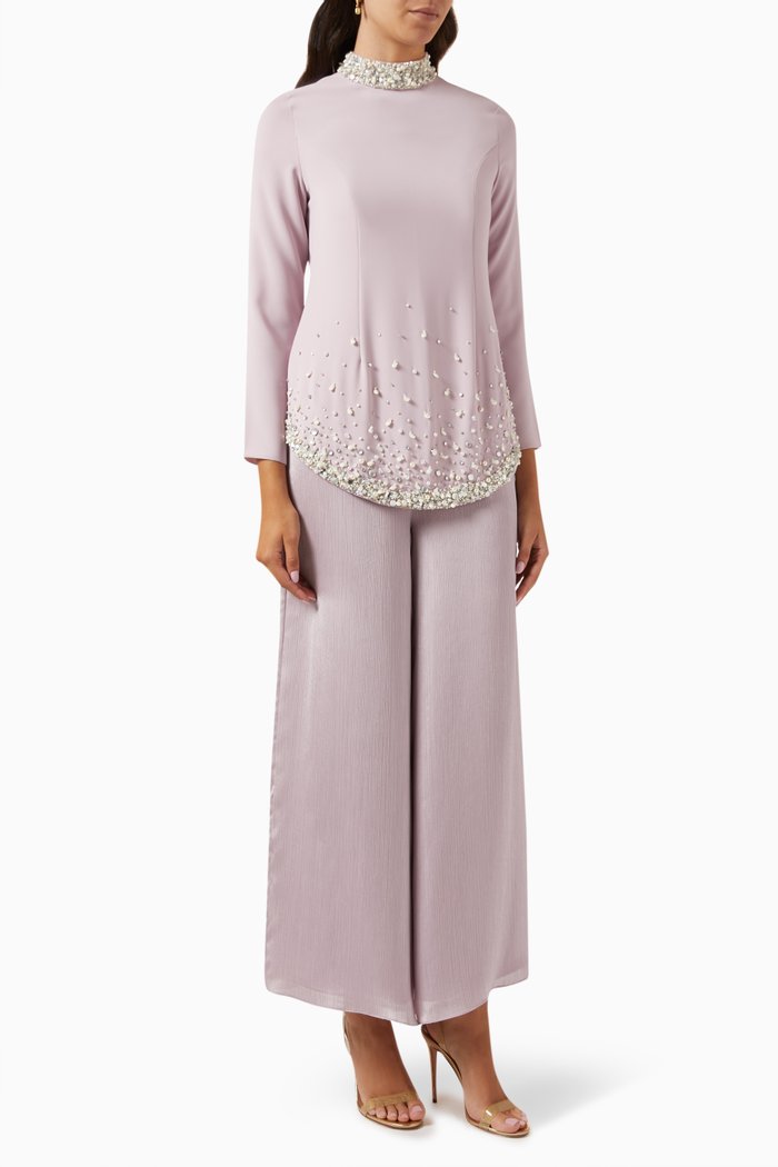 

Aubrey Embellished Top & Pants Set, Purple