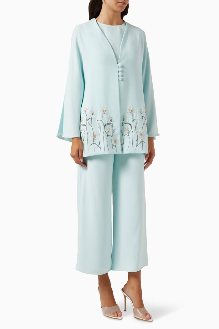 

Flora Embellished Kimono Set, Blue