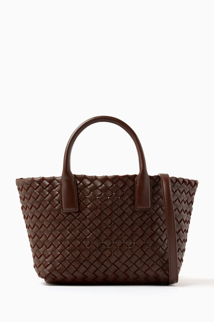 

Mini Cabat Tote Bag in Inteccio Leather, Brown