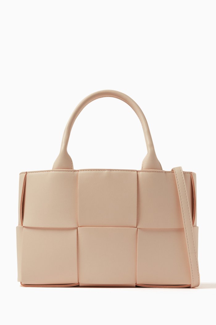 

Mini Arco 29 Tote Bag in Intrecciato Leather, Neutral