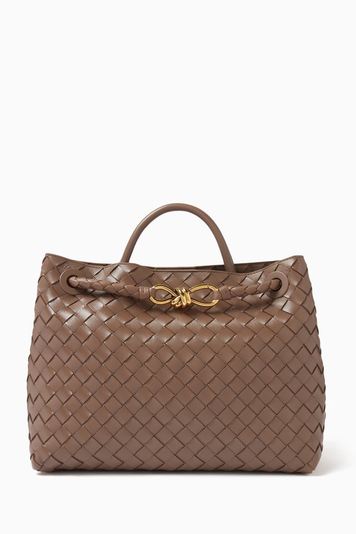 

Medium Andiamo Crossbody Bag in Intrecciato Leather, Grey