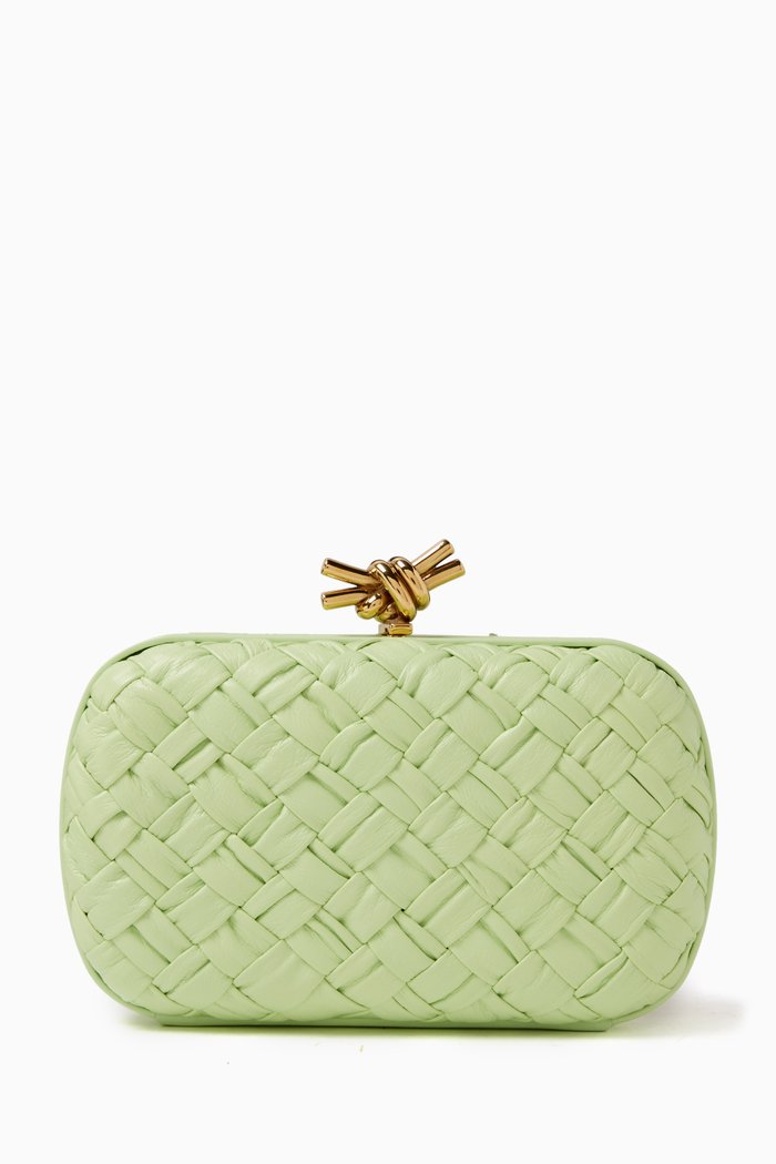 

Knot Minaudiere Clutch in Intrecciato Leather, Green