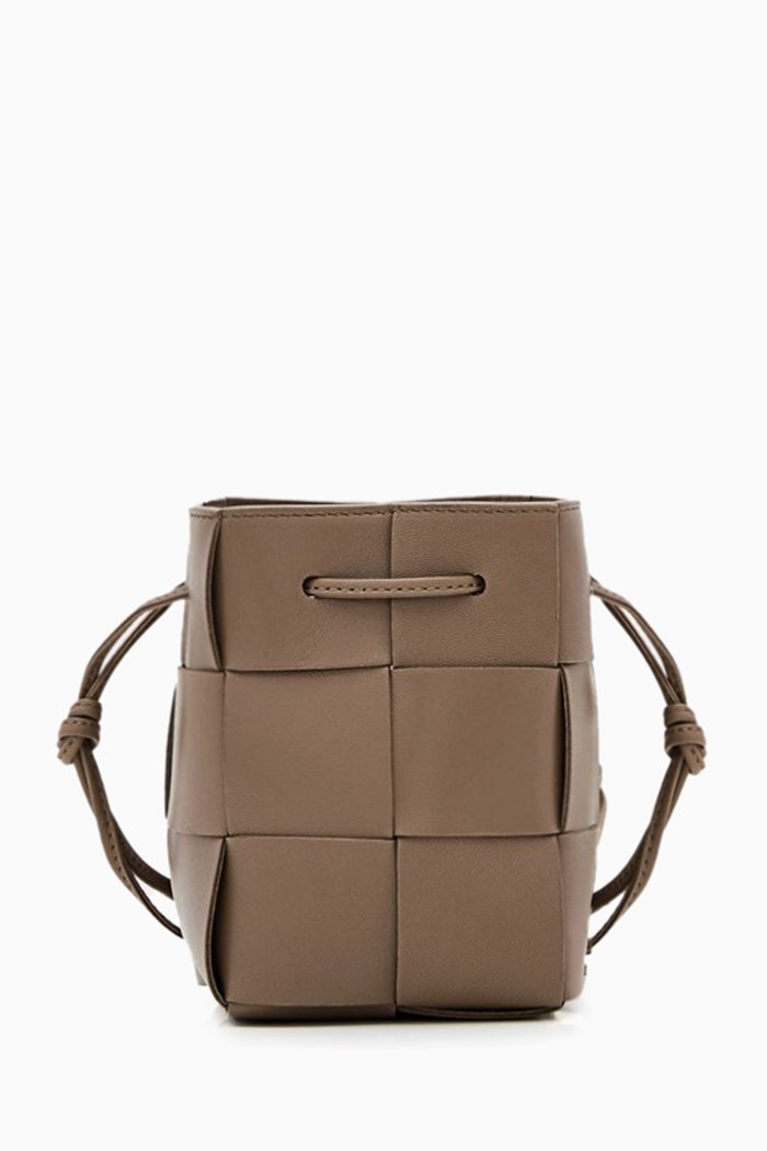 

Mini Cassette Bag in Intrecciato Leather, Grey