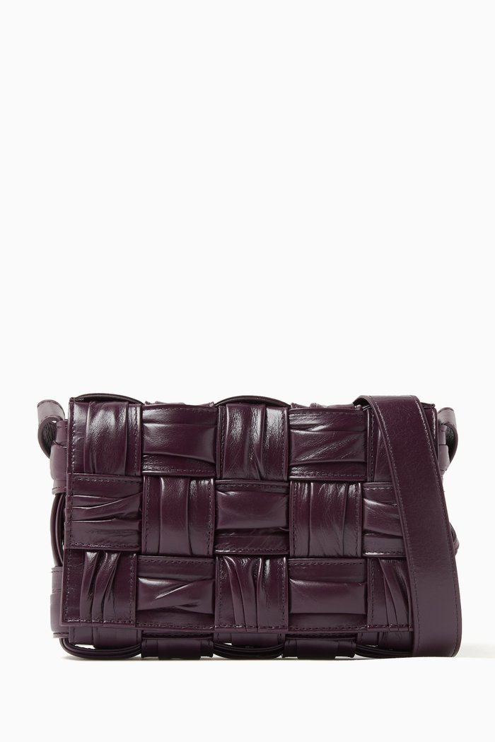 

Small Cassette Cross-body Bag in Foulard Intreccio Leather, Purple