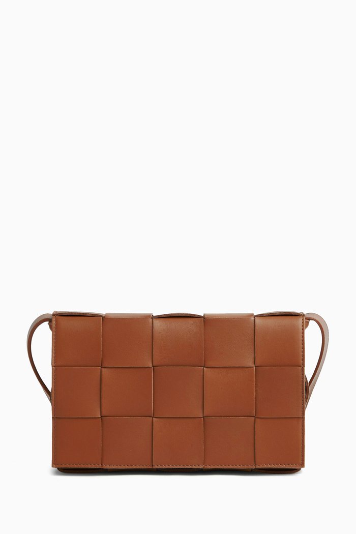 

Cassette Crossbody Bag in Intreccio Leather, Brown