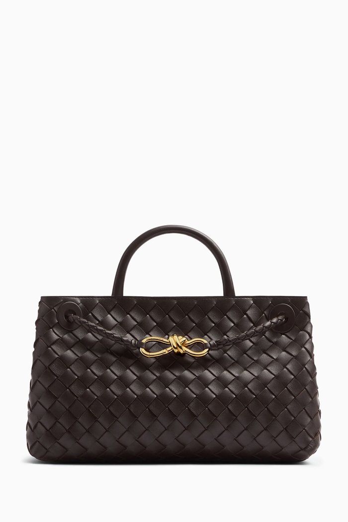 Small Andiamo Bag in Intrecciato Leather, Brown