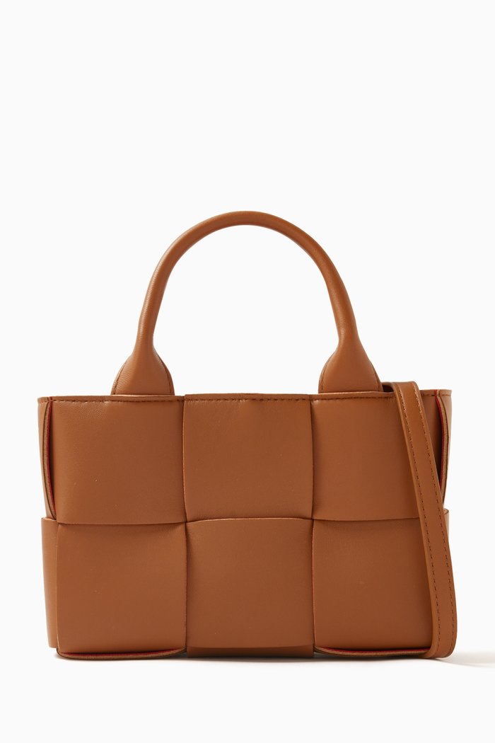 

Candy Arco Tote Bag in Intrecciato Leather, Brown