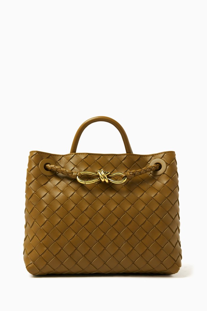 

Small Andiamo Crossbody Bag in Intrecciato Leather, Brown