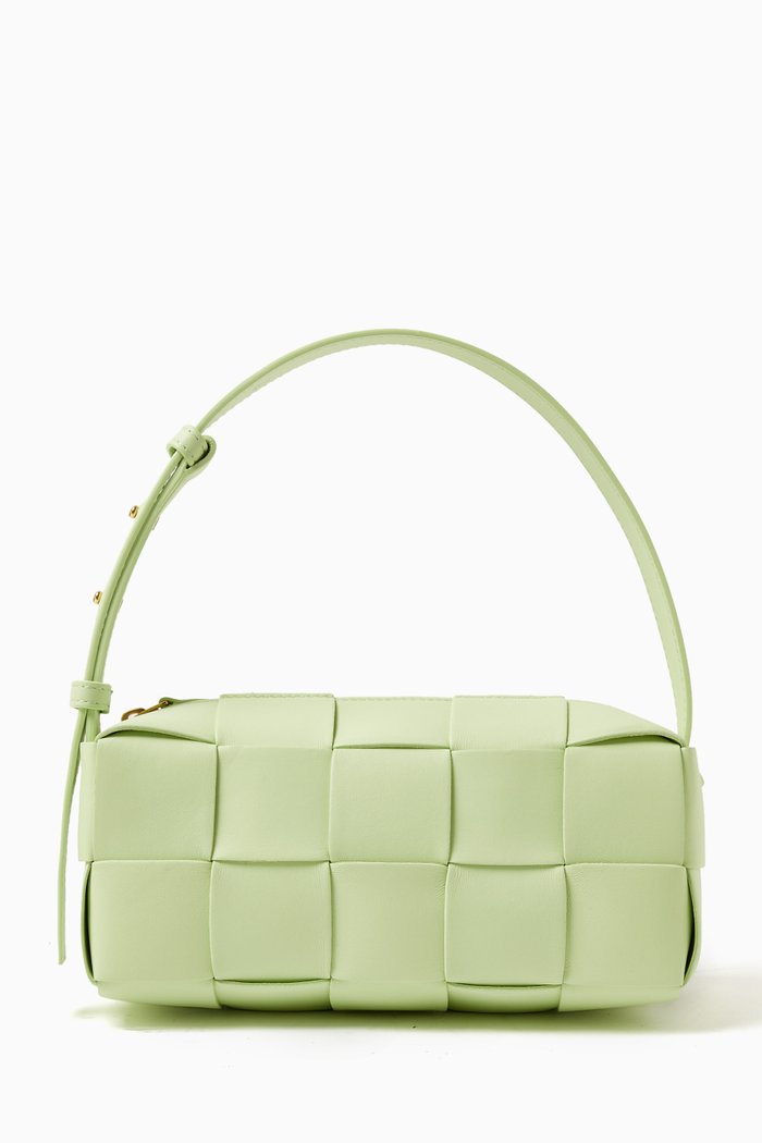 

Small Brick Cassette Shoulder Bag in Leather, Green