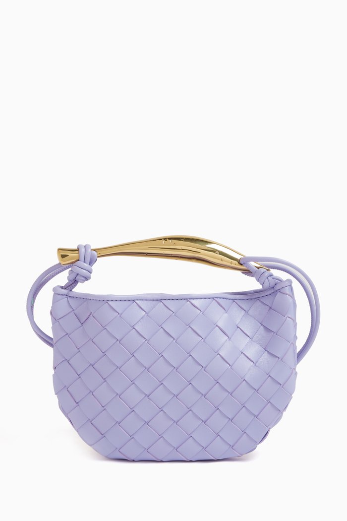 

Mini Sardine Top-handle Bag in Intrecciato Leather, Purple