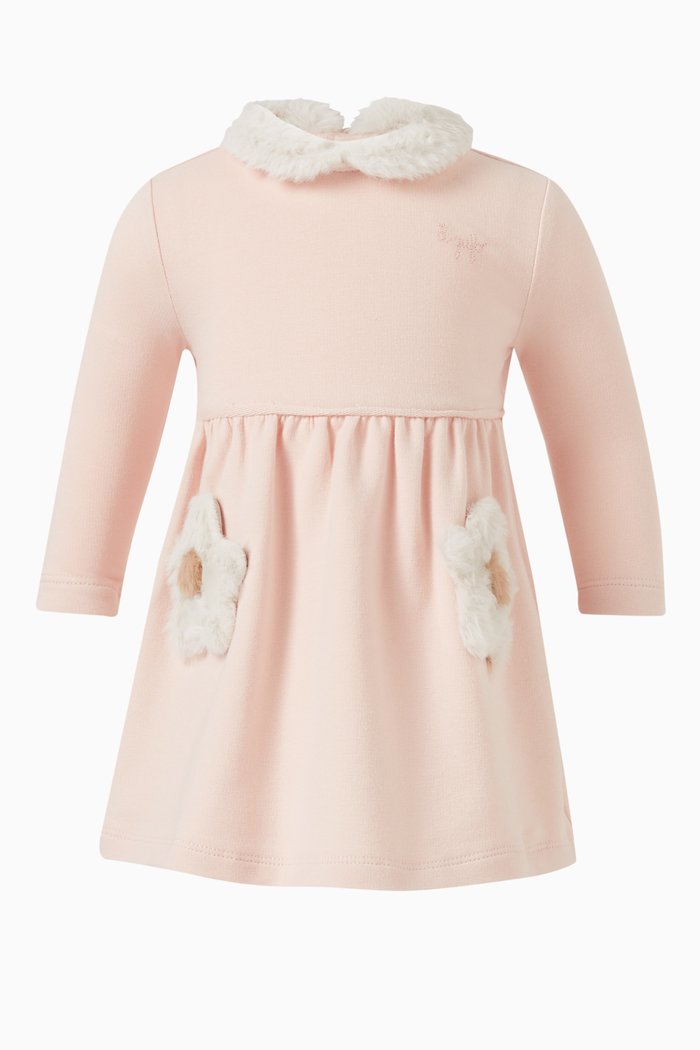 

Floral-appliqué Dress in Stretch-cotton, Multicolour