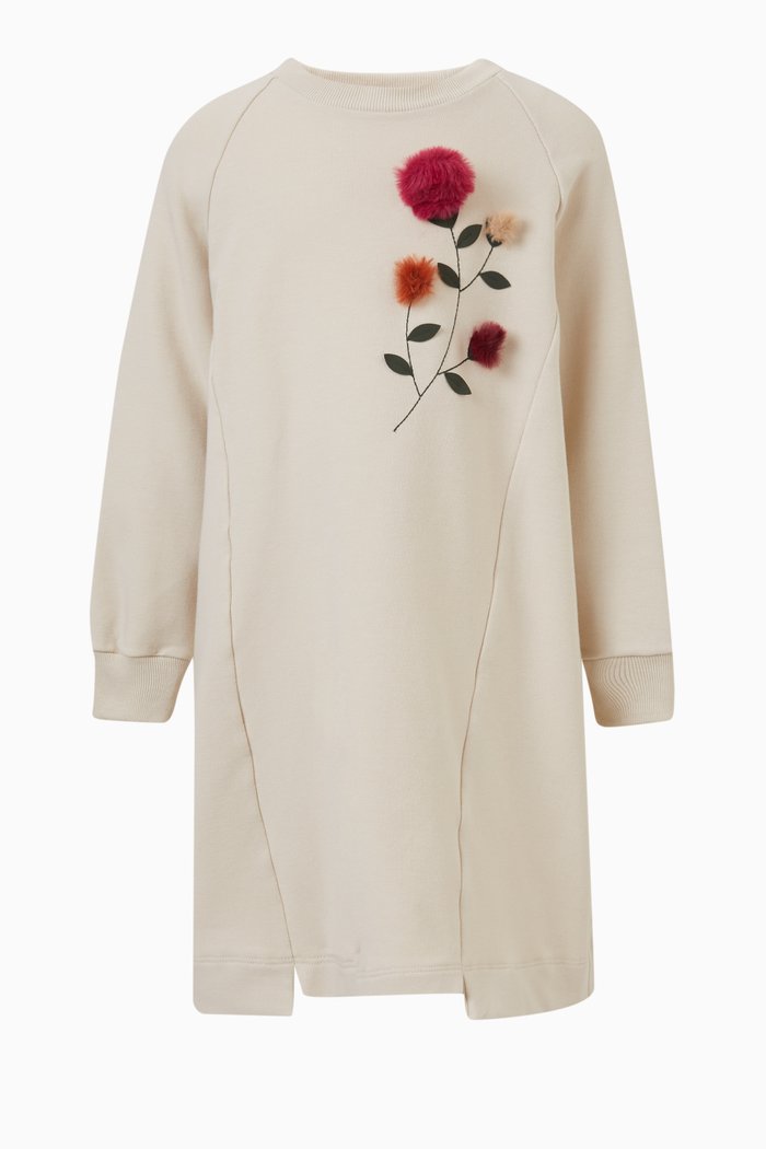 

Shift Dress with Floral Detail, Neutral