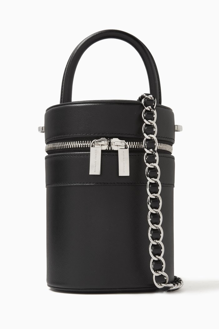 

Leah Bucket Bag in Saffiano Leather, Black