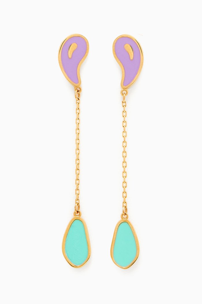 

La Nature Enamel Drop Earrings in 18kt Gold, Yellow