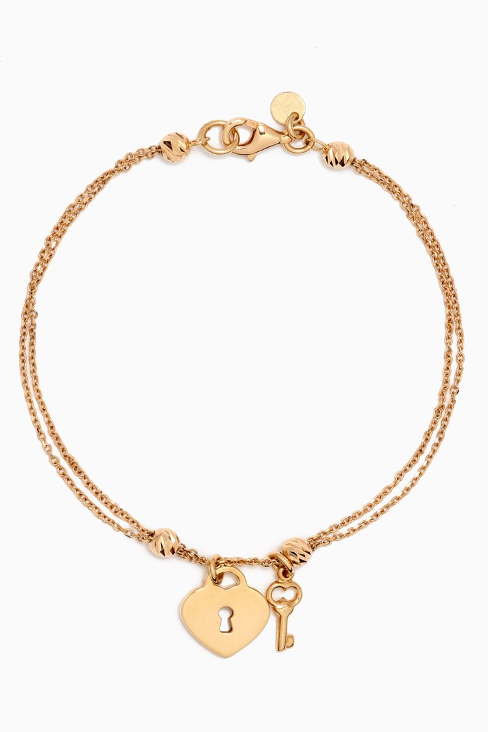 

Moda Geometrica Heart & Key Bracelet in 18kt Gold, Yellow