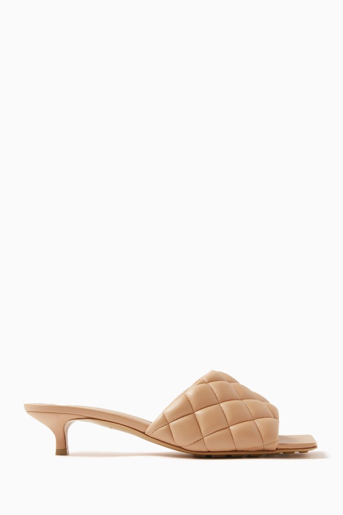 

Padded 35 Mule Sandals in Intrecciato Leather, Neutral