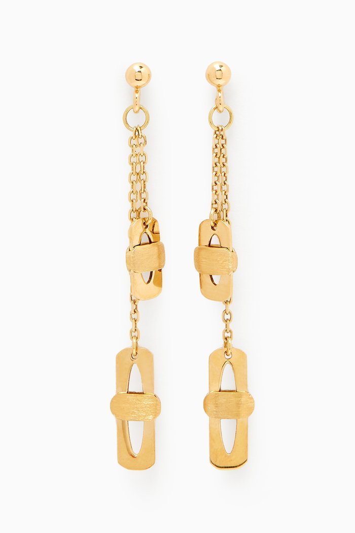 Moda Geometrica Drop Earrings in 18kt Gold, Yellow
