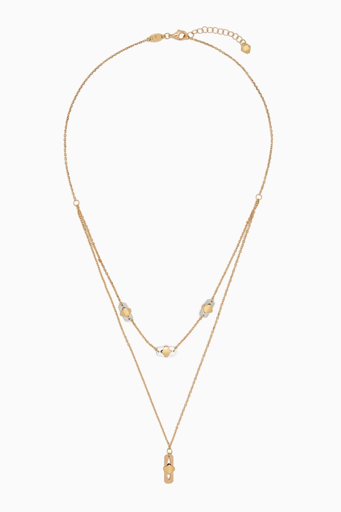 

Moda Geometrica Layered Necklace in 18kt Gold, Multicolour