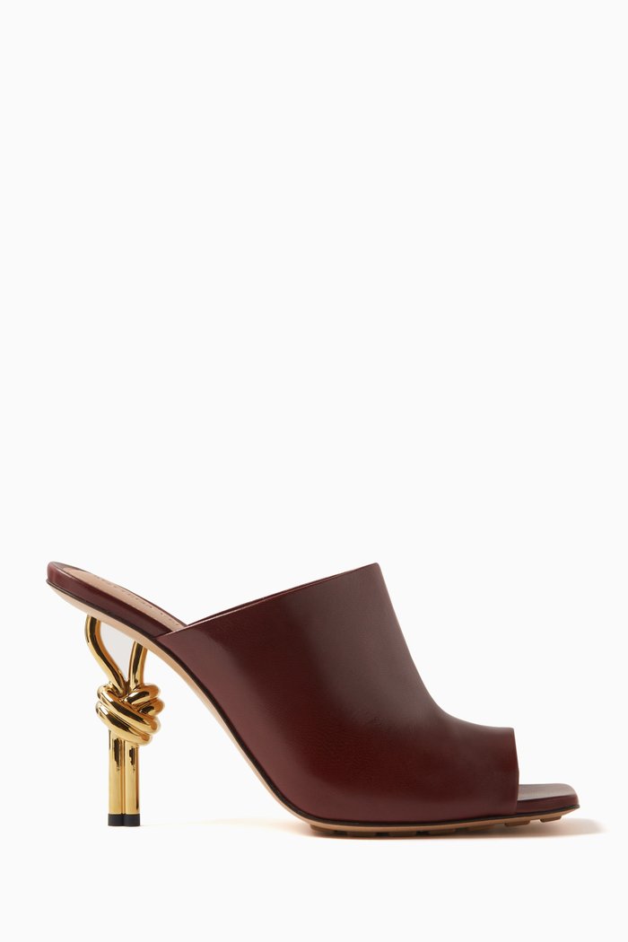 

Knot 90 Mules in Smooth Leather, Burgundy