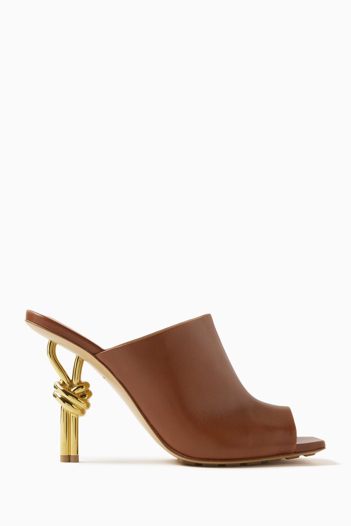 

Knot 90 Mule Sandals in Smooth Leather, Brown