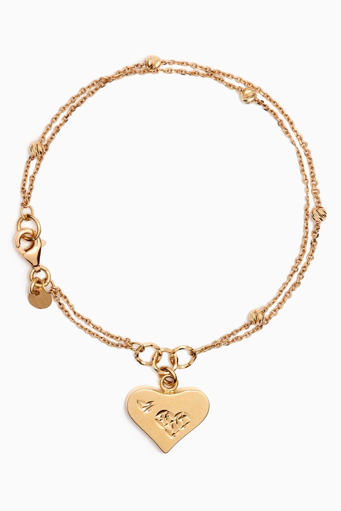 

Moda Heart Dangle Bracelet in 18kt Gold, Yellow