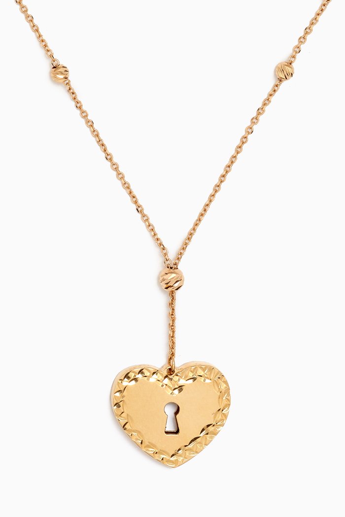 

Moda Heart Drop Necklace in 18kt Gold, Yellow