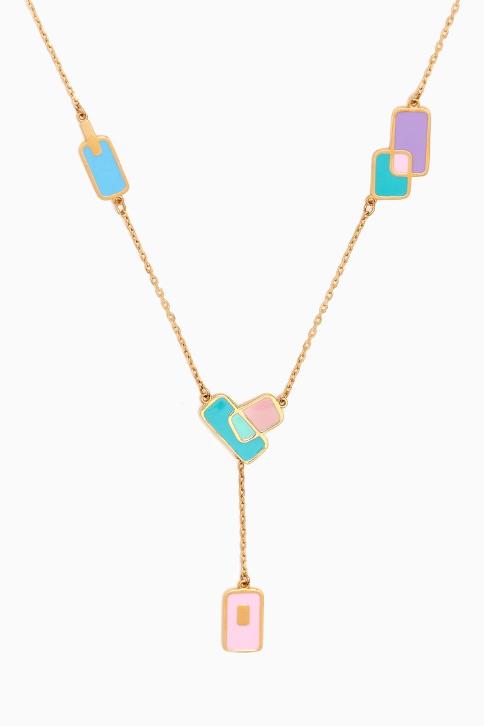 Lanature Enamel Drop Necklace in 18kt Gold, Yellow