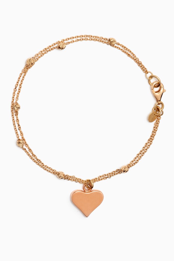 

Moda Heart Dangle Bracelet in 18kt Gold, Multicolour