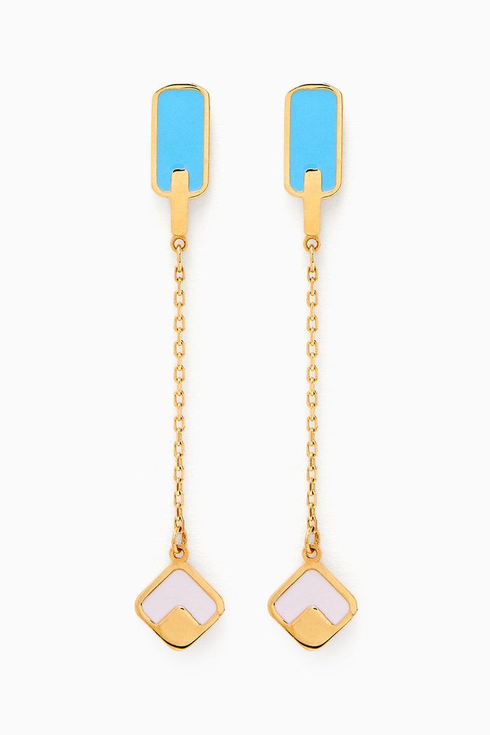 

La Nature Enamel Drop Earrings in 18kt Gold, Yellow