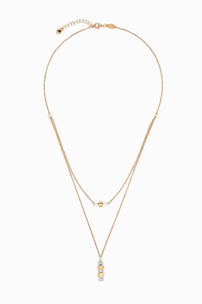 Moda Geometrica Two-layer Necklace in 18kt Gold, Multicolour