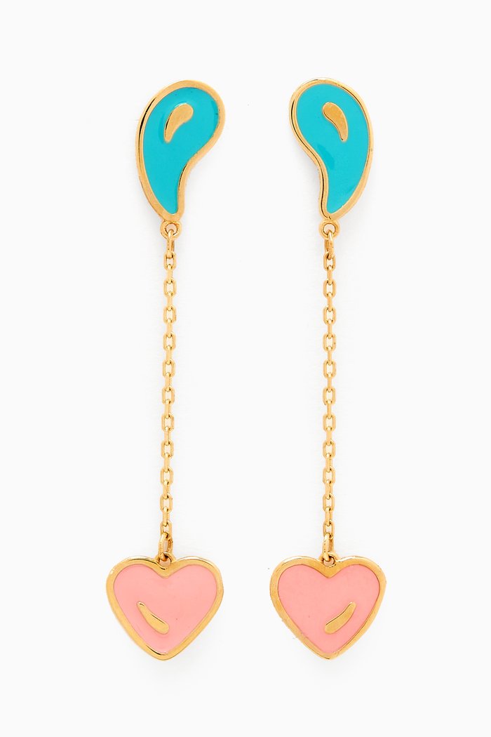 

La Nature Enamel Drop Earrings in 18kt Gold, Yellow