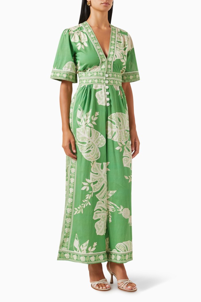 

Monsteras Lace Jumpsuit in Cotton, Green