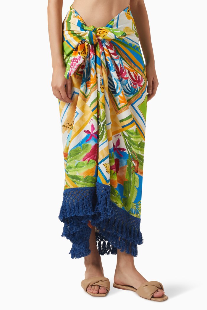 

Bahia Mixed Scarves Sarong in Viscose, Blue