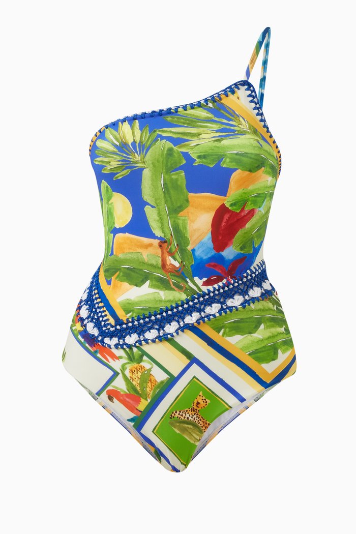 

Bahia Mixed Scarves One-piece Swimsuit in Nylon, Blue