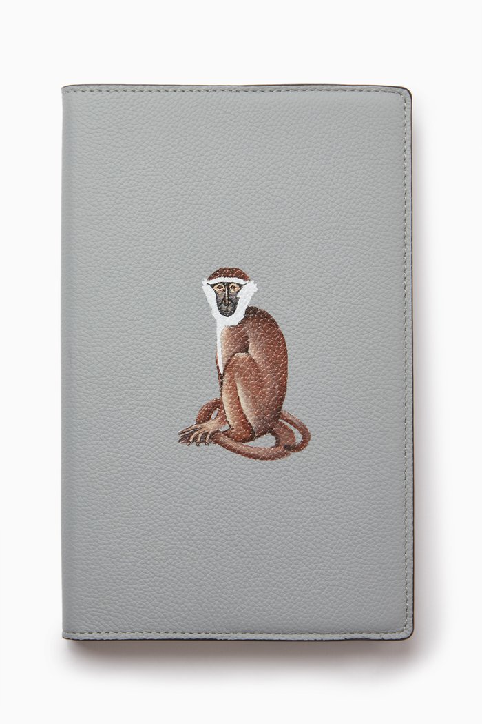 

Monkey Large Notebook Cover in Suede Leather, Grey