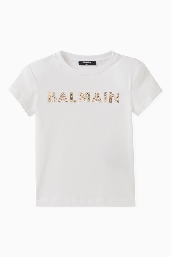 

Embellished Logo T-shirt in Cotton, White