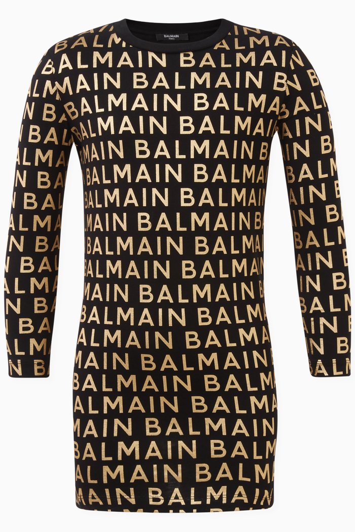 Logo Dress in Cotton, Black