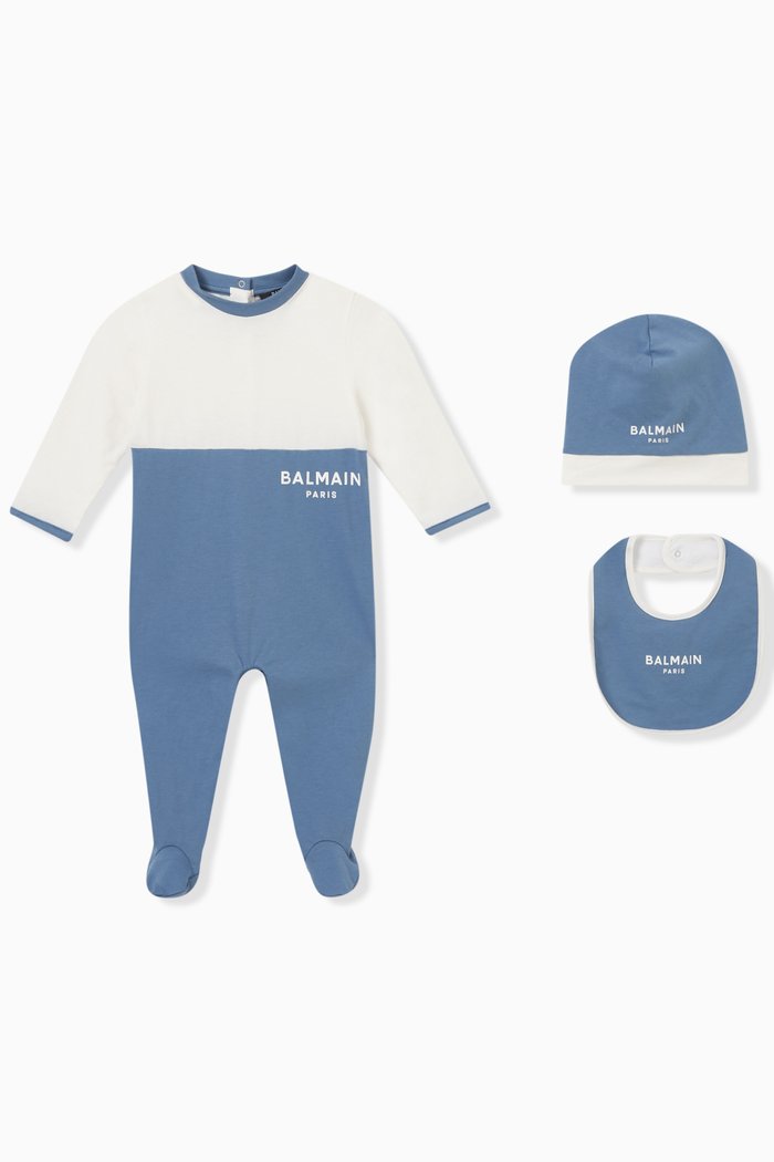 

Logo-print Sleepsuit Set in Cotton, Blue