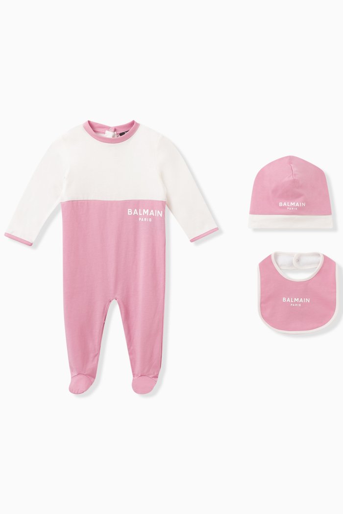 

Logo-print Sleepsuit Set in Cotton, Pink