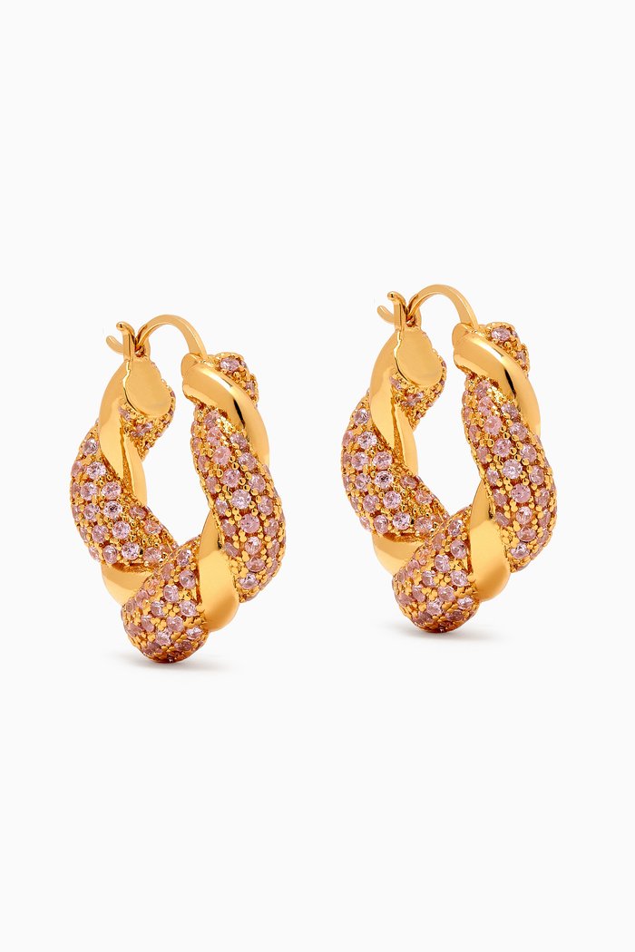 

Croissant Hoops in 18kt Gold Plating, Pink