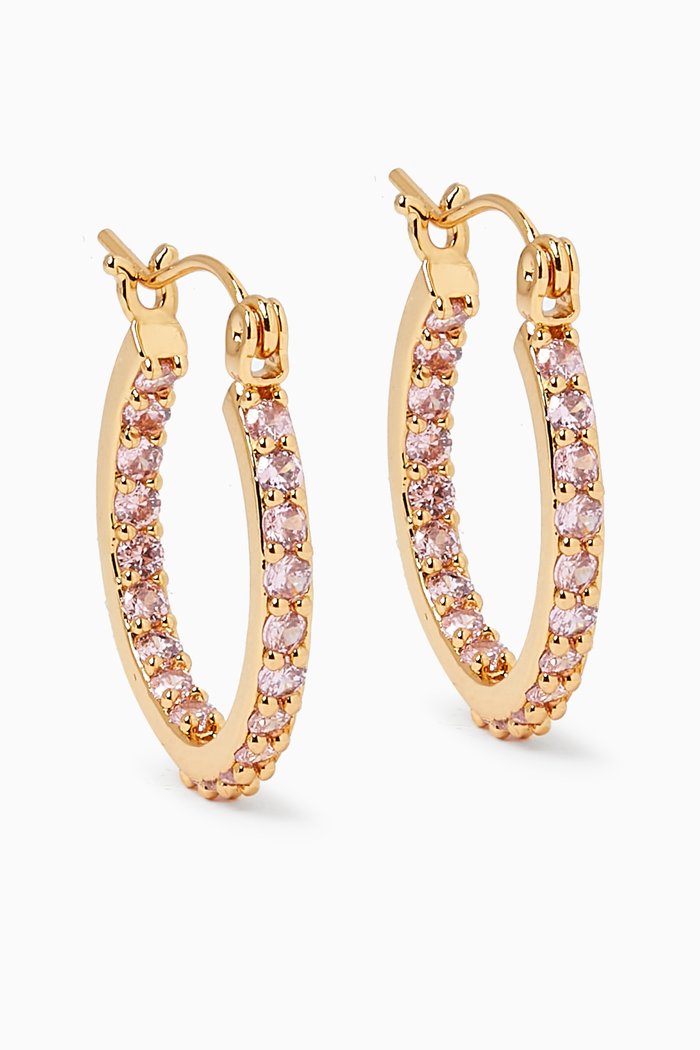 

Pavé Mini Hoop Earrings in 18kt Gold-plated Brass, Pink