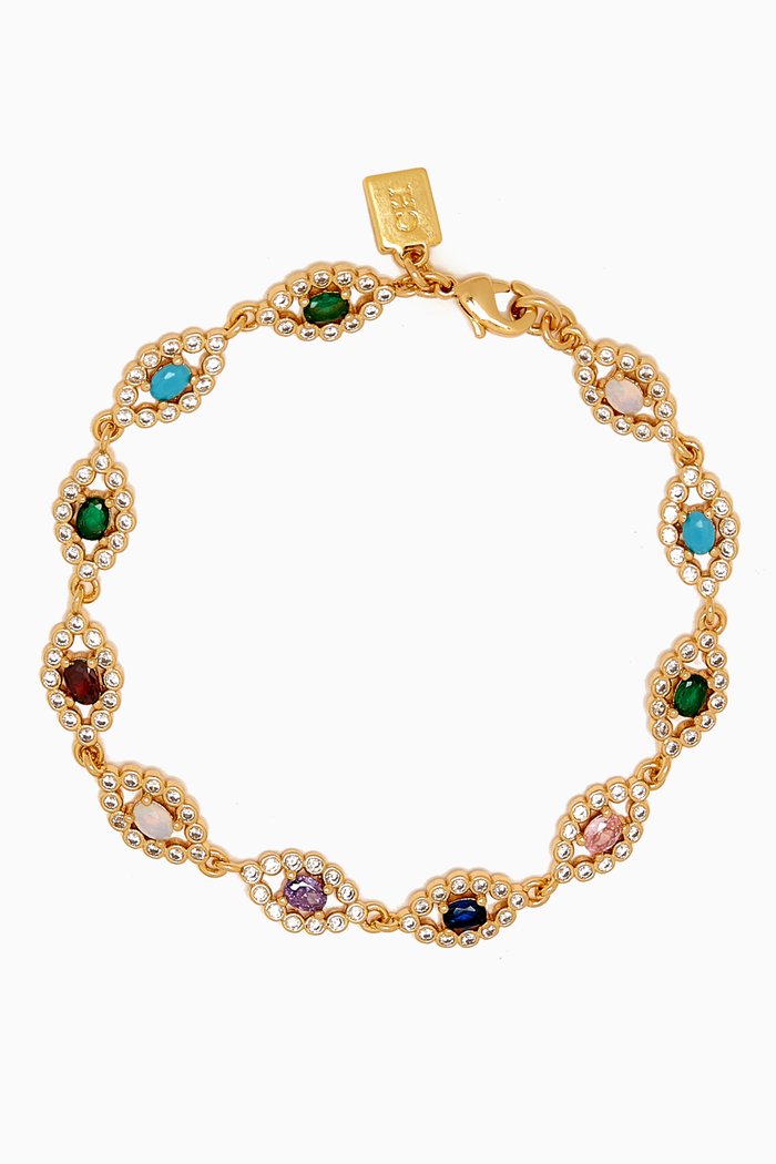 

Evil Eye Bracelet in 18kt Gold-plated Brass, Multicolour