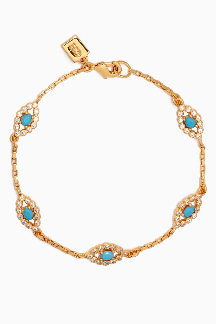 

Evil Eye Bracelet in 18kt Gold-plated Brass, Blue